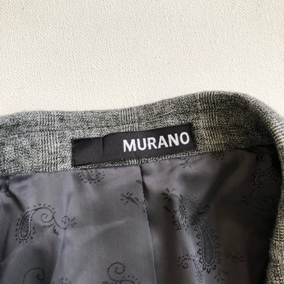 Murano Slim Fit Gray Plaid Blazer Jacket - Picture 5 of 7